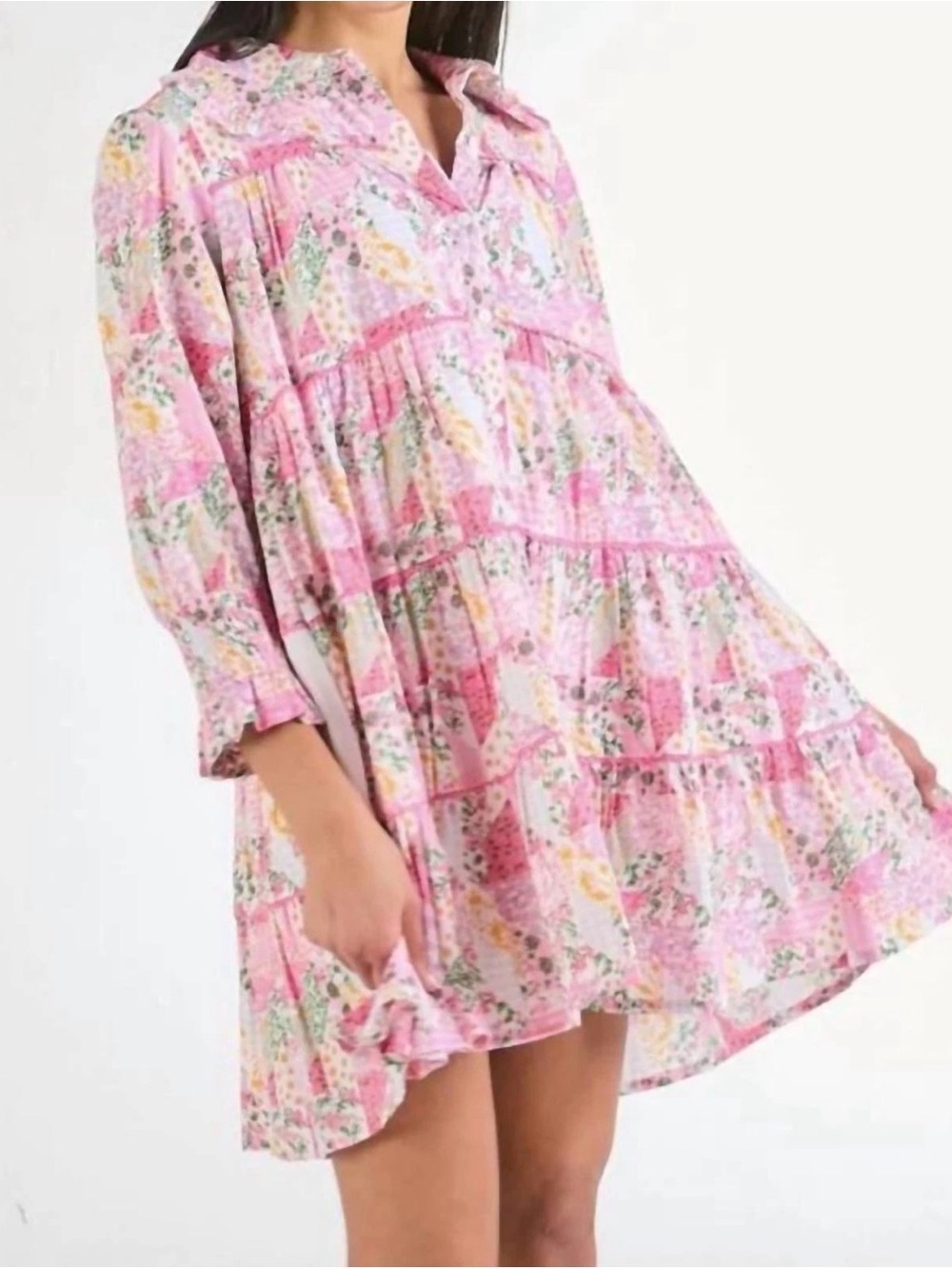Simply Southern Allie Dress Smocked Sleeves Ruffle Collar Large NEW 3030